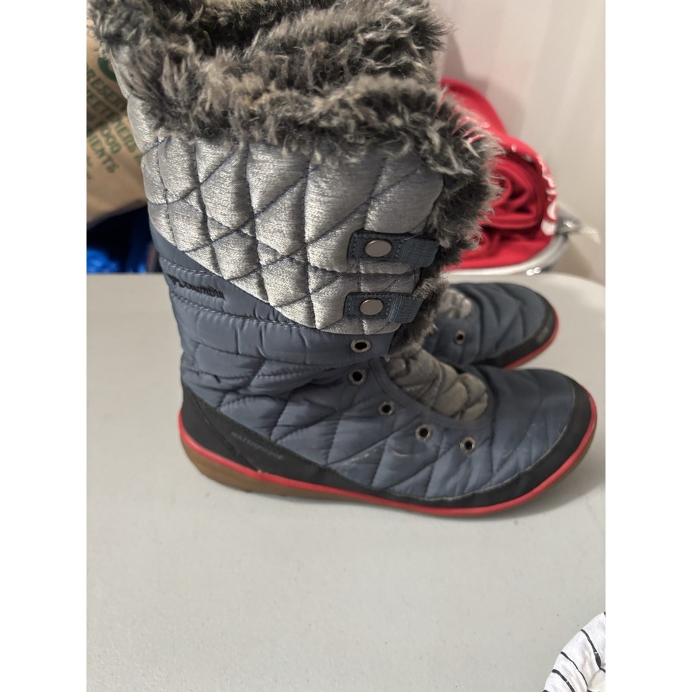 Columbia Heavenly Omni Heat Lace-up Gray/Blue/Red Tall‎ Winter Boots 9 NO LACES